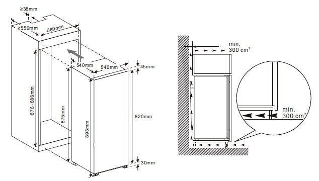 inbouw koelkast 88 cm hoog Frilec BERLIN088-4-E-040/vriesvak detail 1