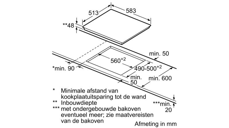 Kookplaat vitrokeramisch Bosch PKE645BB2E/INOX rand detail 1