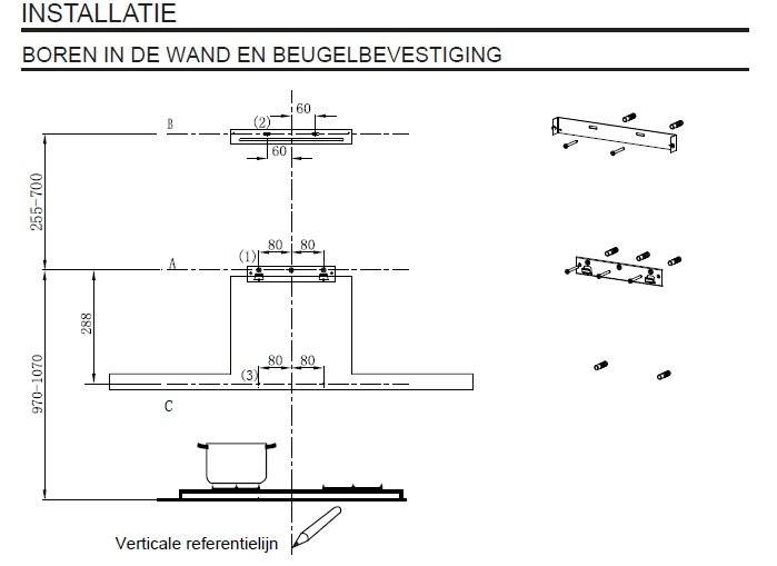 Dampkap wand/schouw Frilec DRESDEN999FKH/ inox met zwarte rand detail 4