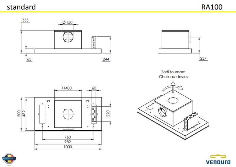 Dampkap inbouwgroep Venduro RA100MMIBLACK detail 1