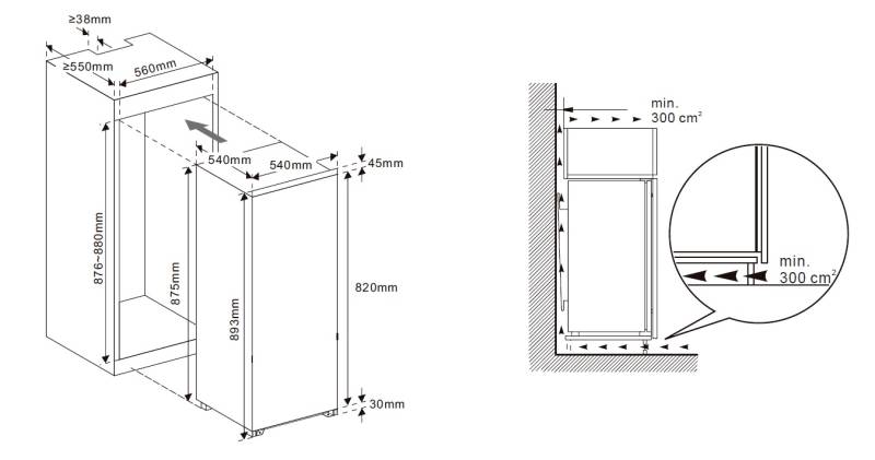 inbouw koelkast 88 cm hoog Exquisit EKS131-V-040E detail 2