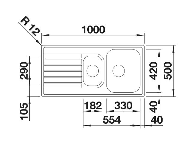 Dubbele spoelbak Blanco 526623 detail 1