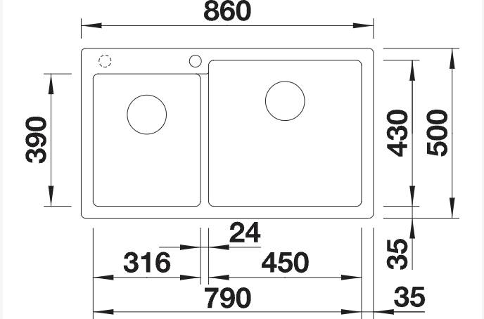 Anderhalve spoelbak Blanco 525958 detail 1