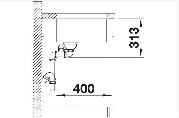 Anderhalve spoelbak Blanco 523556/** detail 2