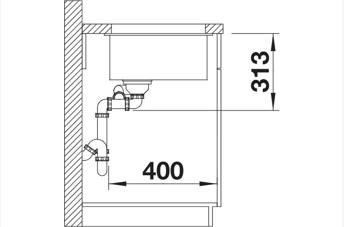 Anderhalve spoelbak Blanco 523565/** detail 2