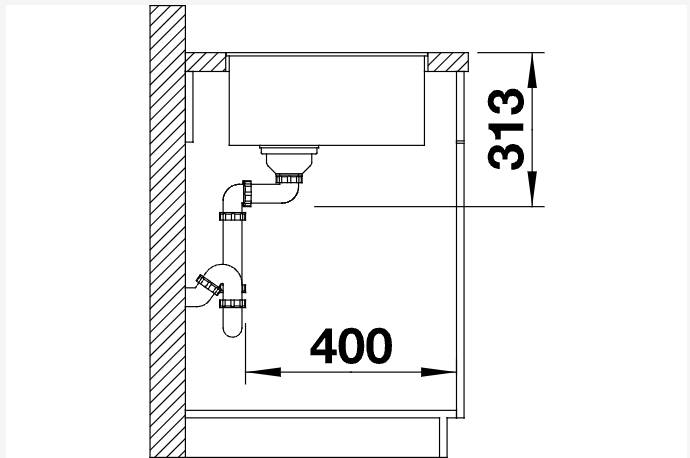 Enkele spoelbak Blanco 523417/** detail 2